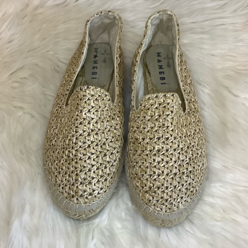 Manebi Yucatán Raffia Net Espadrilles Sz-7.5/38